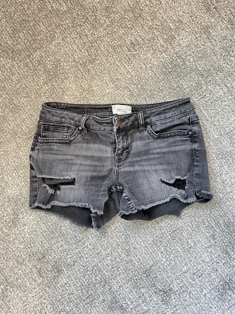 BKE Washed Black Distressed Denim Cutoff Shorts